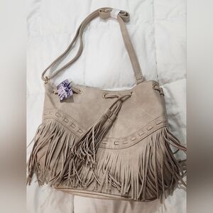 CLEARANCE Beige Nashville Fringe Crossbody Bag (Reg $25.95)